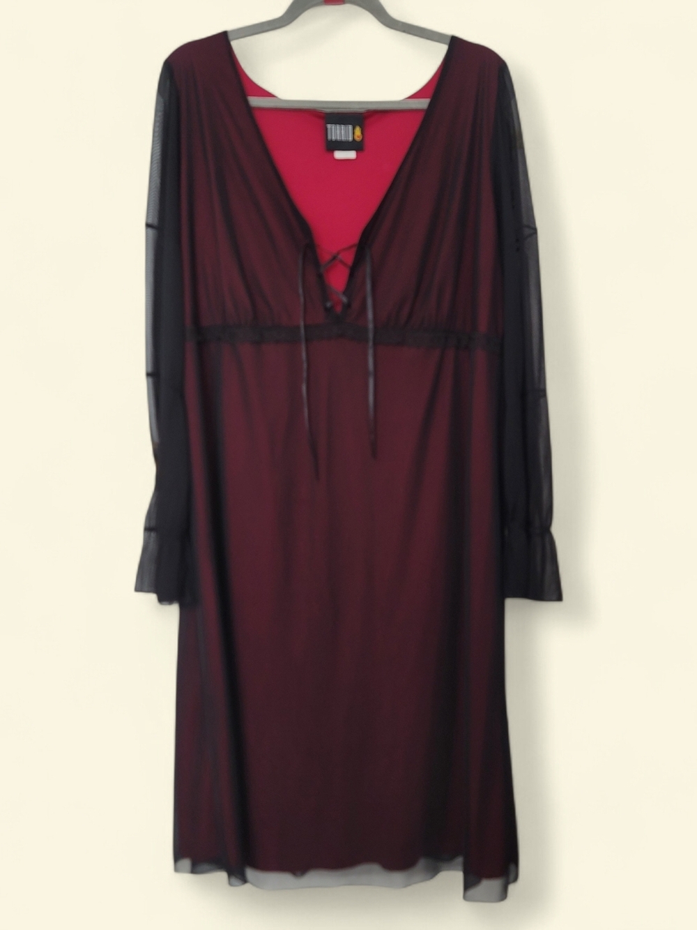 VTG Torrid Size 1X Romantic Whimsigoth Lace Up Dress Long Sleeve
